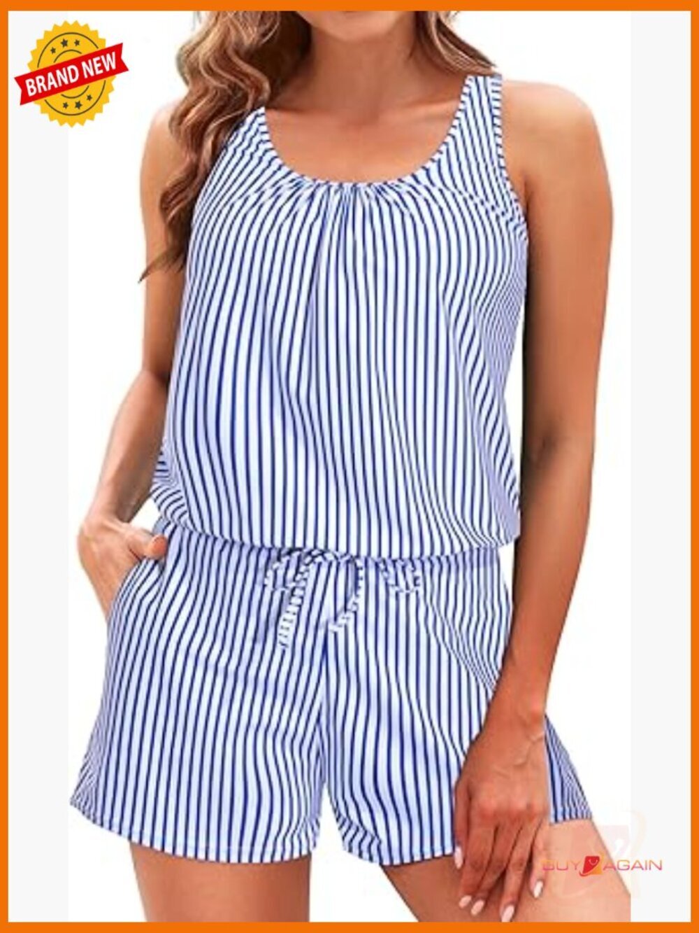 Modest One Piece Swim Romper with Pockets and Shorts